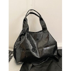 COOLOYA Women's Crocodile Pattern Tote Bag PU Leather Evening clutch Purse Fashion Shoulder Bag Black One Size