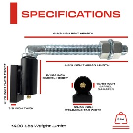 Sidco Supply 5/8" Inch J-Bolt Gate Hinge – 6” Inch Length - Adjustable Gate Hinges – Ball Bearing Gate Hinge – Heavy Duty – Weldable Hinge - Heavy Duty Hinges for Gates – Weld Hinge – Gate Hinges