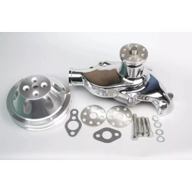 Unbranded SB Chevy Short Water Pump SBC 350 V8 High Volume Pulley Kit 2 Groove POL