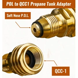 CALPOSE POL to QCC1 Propane Adapter, Old to New, Propane Tank Adapter Converts POL LP Tank Service Valve to QCC1/Type1 Hose or Regulator