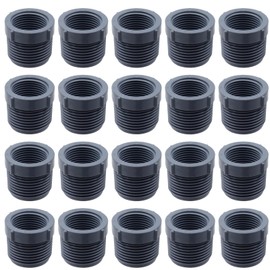 Semetall PVC Pipe Fitting 1" Male Thread to 3/4" Female Thread Reducer Bushing PVC Adapter Pipe Fittings,Grey,20 Pack