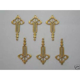 Unbranded Raw Brass Drops Earring Findings Stampings Art Deco - 6