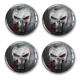 4 x Gel Sticker for Hub Caps, 60 mm Diameter, Rim Sticker for Rims, Emblem Doming for Car, Tuning Accessories, DM007 (No. 13 Punisher Grey, Gel Sticker Set)