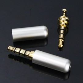 generic Two Gold 4 Pole 3.5mm Male Repair headphone Jack Plug Audio Soldering Platinum@
