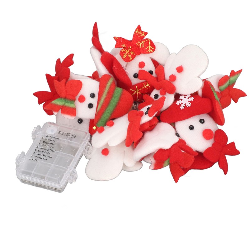 Snowman String Lights Cute Snowman Design 6.6ft Long Remote Control