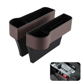 AIUSLN 2-Pack Car Seat Gap Filler Organizer, Universal Stylish& Superior Car Seat Gap Filler Organiger Storage with Cable Hole, can Holders Phone, Sunglasses, Keys Car Interior Essentials (Brown)