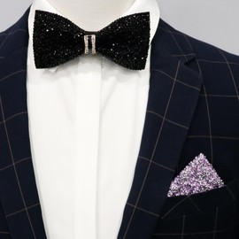 Gsyziux Rhinestone Suit Handkerchiefs Sparkle Prefolded Mens Pocket Squares for Tuxedo Party Wedding Evening (Purple)