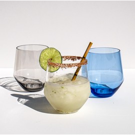 Abode Homewares by TarHong Angle Stemless Wine/Tumbler Acrylic Drinkware, Set of 6, Clear, 18 oz.