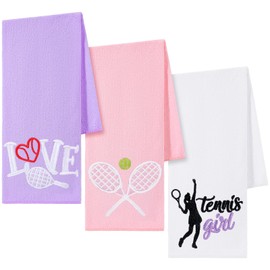 VitalCozy 4 Pcs Tennis Towel Cotton 30x14 Inch Embroidered Sports Towel Funny Tennis Gift for Women Men Sports Player Fitness Accessories(Pink Purple White,Vivid Style)