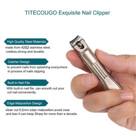 Nail Clippers with Catcher and Nail File, Medical Grade Stainless Steel Fingernail & Toenail Clipper Sharp and Durable Nail Clippe Bionics Design (Small Size)