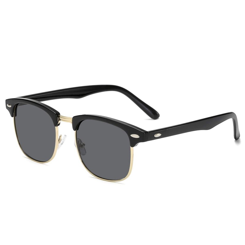 aisswzber Retro Semi Rimless Sunglasses Half Frame UV400 Glasses 3016s-blacknew