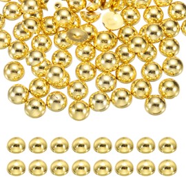 sourcing map 600Pcs Half Pearl for Crafts, 8mm Plastic Half Flatback Imitation Pearls Cabochon Loose Beads Rhinestone for DIY Crafts Clothing Tumbler Shoes Embellishment Nail (Light Gold)