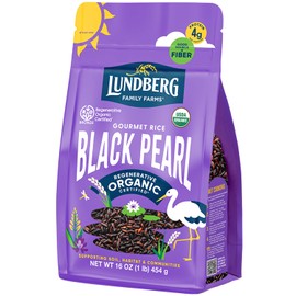 Lundberg Black Pearl Rice, Regenerative Organic Certified – Full-Bodied Black Rice, Responsibly Grown in California, 16 Oz