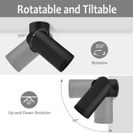 KYOTECH Set of 2 Surface-Mounted Spotlights, Black, Swivelling Surface-Mounted Spotlight with GU10 Socket, Aluminium Ceiling Spotlights, Surface-Mounted Spotlights, Adjustable Ceiling Spotlight for