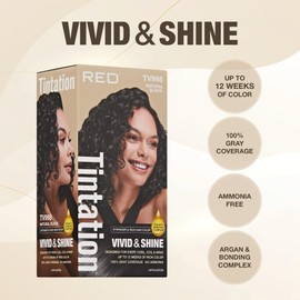 Red by Kiss Tintation Vivid & Shine Permanent Hair Dye + Hair Coloring Kit with Mixing Bowl & Brush Set Bundle, Ammonia-Free, High-Lift Formula with Argan Oil & Vitamin E (Natural Black)