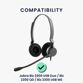kwmobile 2X Ohrpolster kompatibel mit Jabra Biz 2300 USB Duo/Biz 2300 QD/Biz 2300 USB MS Polster - Kopfhörer Polster aus Kunstleder für Over Ear Headphones