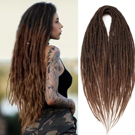 PORSMEER 10 Strands/Pack Ombre Brown Synthetic Dreadlocks Extensions,Handmade Hippie Dreadlock 0.6 Width Soft Dreads Hair Reggae Style Locs Crochet Braiding Hair for Women or Mens,18 inch