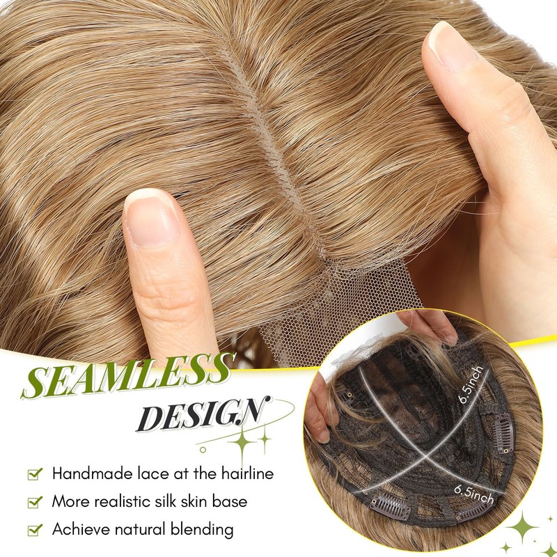 20" Curly Hair Topper for Women, Instant Style Transformation