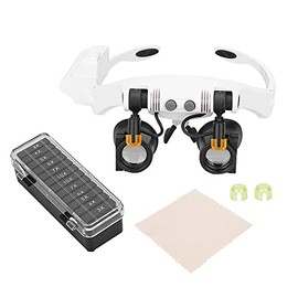 CHICIRIS Lupa Montada de Cabeza con LED, Lupa de Diadema Multifuncional, Lente Reemplazable con 21 Luces LED, para Inspección, Lectura, Soldadura y Jo