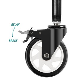 HOLKIE Caster Wheels 5 inch Total Locking Stem Casters, 3/8" -16 x 1 (Stem Diameter 3/8", Stem Length 1") Threaded Stem Casters Swivel Casters Set of 4 Heavy Duty Castors Black