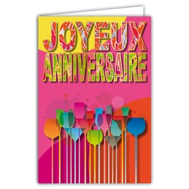 Afie Happy Birthday Card for Women Sparkling Bubble Happiness Glasses with Envelope Size 12 x 17.5 cm Paper 300 g from sustainable forests Glossy Made in France Life in Colours 69-8006