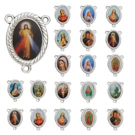 COTTVOTT St Benedict,Our Lady of Guadalupe Miraculous Medal for DIY Jewelry Making,Virgin Mary Christ Jesus Rosary Center Connection Part