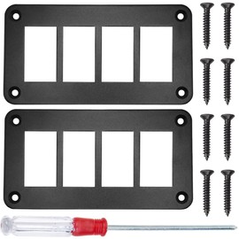 DAOKAI Rocker Switch Panel 4 Way Panel Housing Holder,4 Gang Black Waterproof Anodized Aluminium Switch Shell Bracket with Screws for Car Boat Truck RV(2pcs)