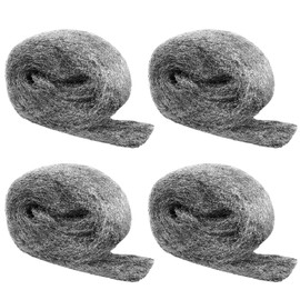 Shineboc Steel Wool Mice Control, 4 Pack of 3.1" x13 Ft #3 Steel Wool Roll Gap Filler for House Garage Garden, Keep Mice Away from Holes Siding Pipeline Vents Wood Metel Polishing, Extra Coarse