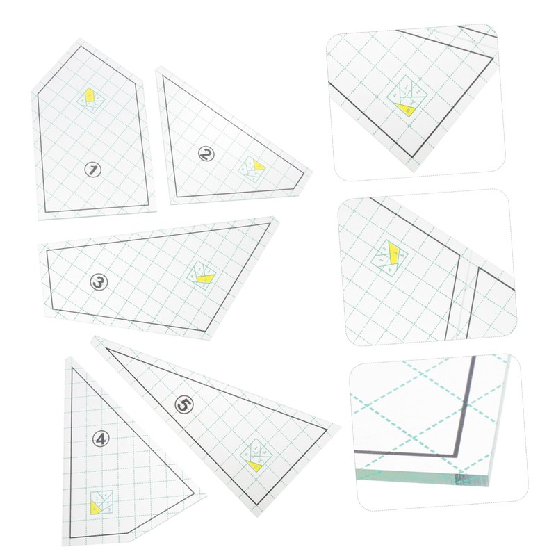 IWOWHERO 5pcs Quilting Ruler Set Sewing Fabric Rulers Templates Quilting