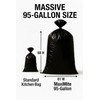 95-96 Gallon Extra-Large Black Garbage Can Liners, Heavy-Duty Trash Bags,