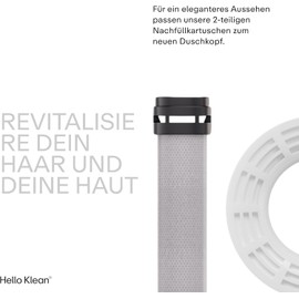Hello Klean Nachfüllkartuschen - Filter zur Entfernung von unerwünschten Metallen, Chlor und Verunreinigungen im Duschwasser - enthält 1x Kopfteil-Kartusche & 1x Griff-Kartusche