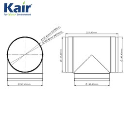 Kair Round Equal T-Piece 150mm - 6 inch Plastic Ducting Tee Junction Connector