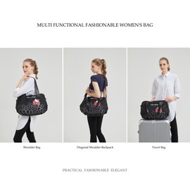 Travel Tote Bags with Zipper Weekender Overnight Bag Lightweight for Women Carry on Duffel Bag Trolley Sleeve Gym Work (Black-A)