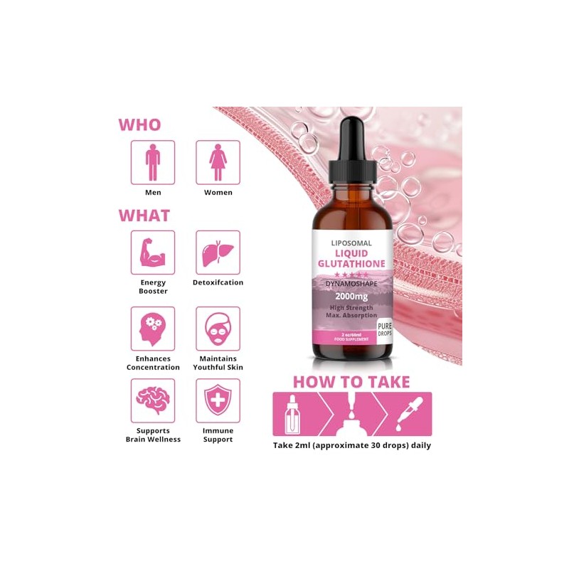 Liposomal Glutathione 2000 mg with Vitamin C, Oral Glutathione Liquid,