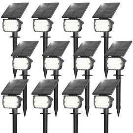 VOLISUN Solar Spot Lights Outdoor Waterproof IP67, 27 LED with 3 Lighting Modes Solar Lights Outdoor Spotlights Auto On/Off Solar Landscape Lights for Yard Garden House Pathway(12 Pack- Cool White)