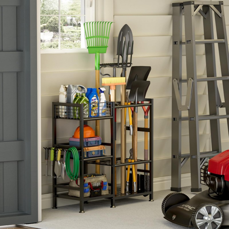 Keomaisyto Garden Tool Organizer With Basket - 3 Tier Yard