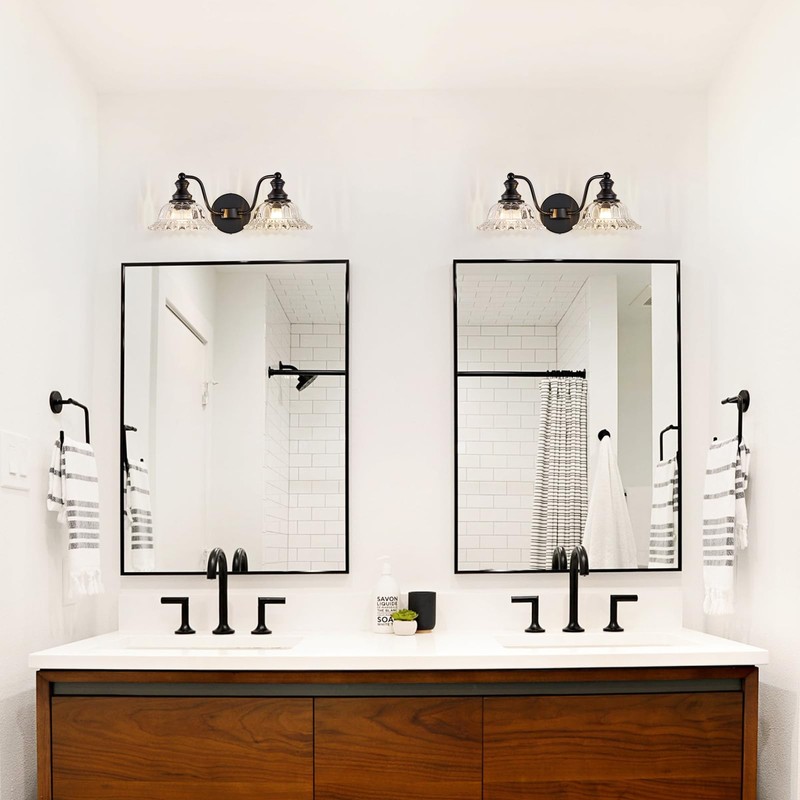 XIEDUN Farmhouse Bathroom Light Fixtures Black Vanity Lights for Bathroom