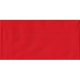 Poppy Red DL 110mm x 220mm Self Seal Colour Business Envelopes 100gsm (Pack of 25)