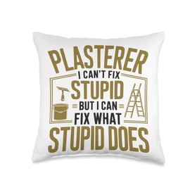 Plasterer Trowel Job Profession Plaster Construction Worker Throw Pillow