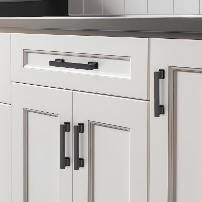 Matte Black Cabinet Pulls, 3-3/4 Inch (96mm), 10 Pack, Heavy