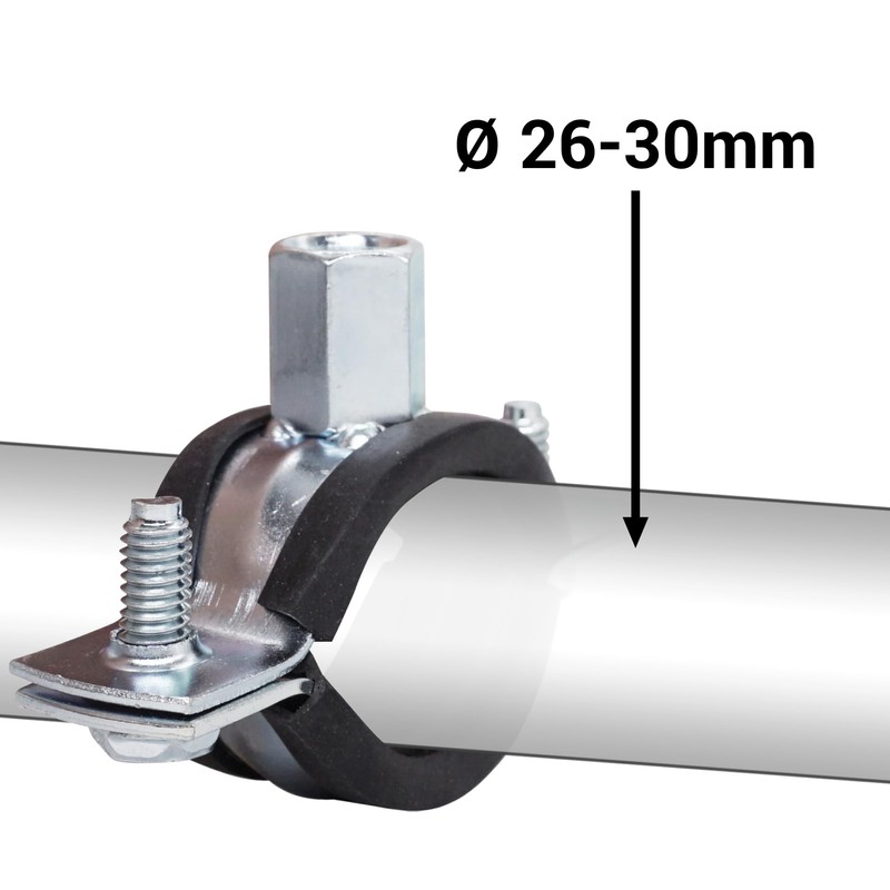 SKIR'CO Pipe Clamps with Rubber Coating for 26-30 mm Pipes,