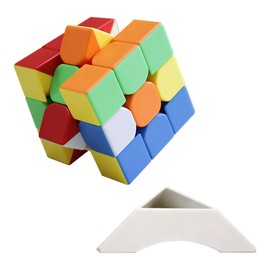 Oostifun 3x3 Multicolour 3D Rotating Cube 3x3x3 Speed Magic Puzzle Cube Stickerless for Display Stand