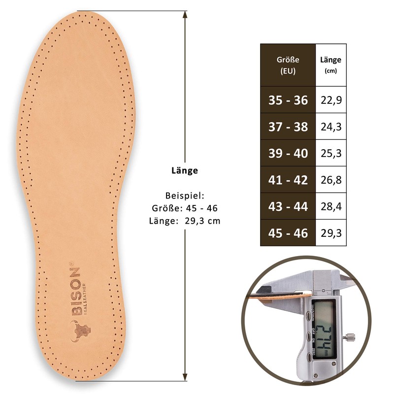 ORTRI Genuine Leather Insole, Premium, Activated Carbon, Odour Absorber, Breathable