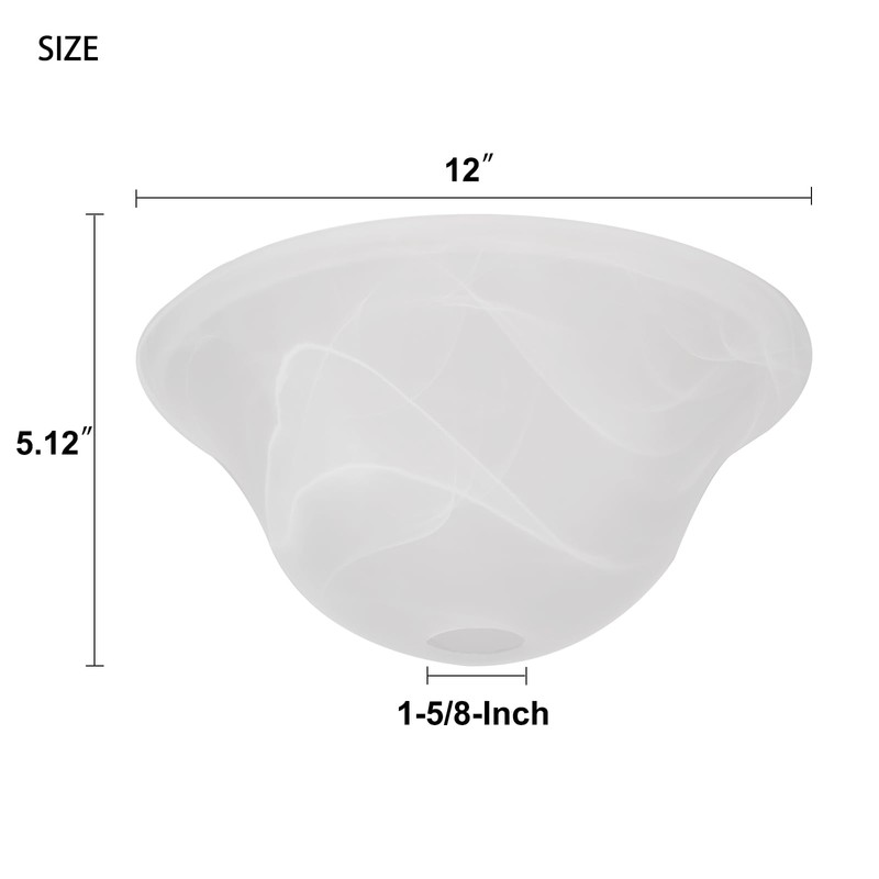 SHENGQINGTOP 12"D Alabaster Glass Domed Shade with 1.65" Opening, Pendant