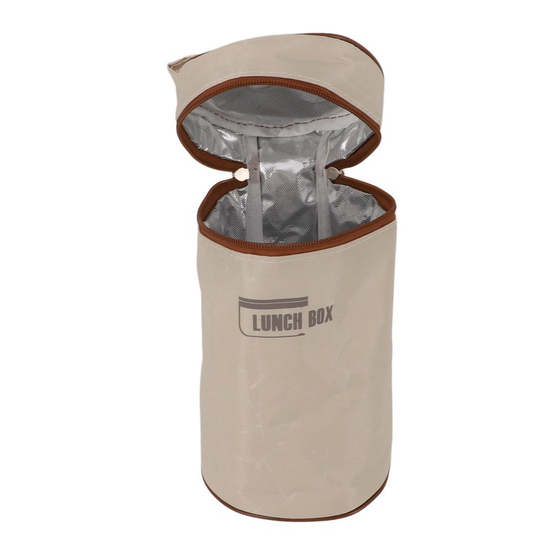 Insulated Food Container Beige 316 Stainless Steel Round Sealed Leak