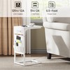 TUTOTAK C Shaped End Table with Charging Station, Side Table