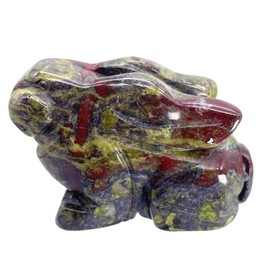 Hslutiee 2 Inches Natural Stone Rabbit Statue, Hand Carving Bunny Animal Healing Crystal Figurine Sculpture Reiki Pocket Stones Home Decoration, Dragon Bloodstone
