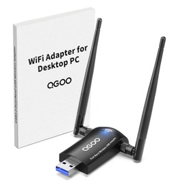 WiFi Adapter for Desktop PC, QGOO Wireless AC1300Mbps USB 3.0 Network Dongle with 5dBi High Gain Dual Antennas, 2.4GHz/5GHz Dual Band for Laptop Computer Compatible Windows11/10/8/7