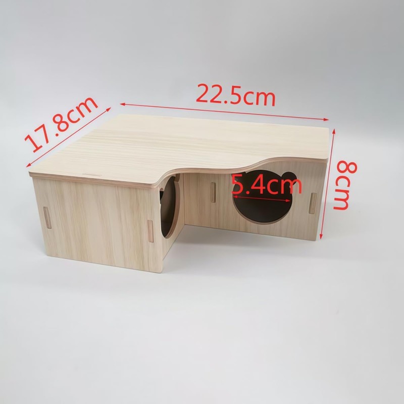 Zpeiran Wooden Hamster House,3 Chamber Hamster Hideout Cage Hamster Hide
