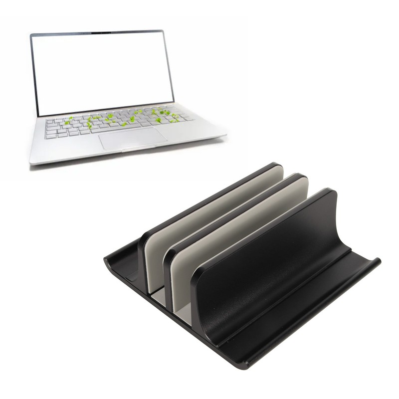 Vertical Laptop Stand 2 Slots Anodized Aluminium Alloy Adjustable Space